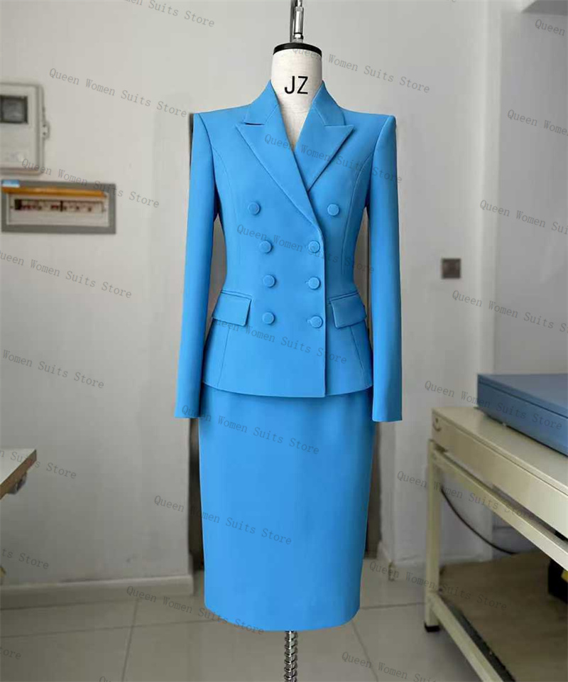 Women'S Formal Wear For A Wedding Guest - Céu azul feminino terno saia conjunto