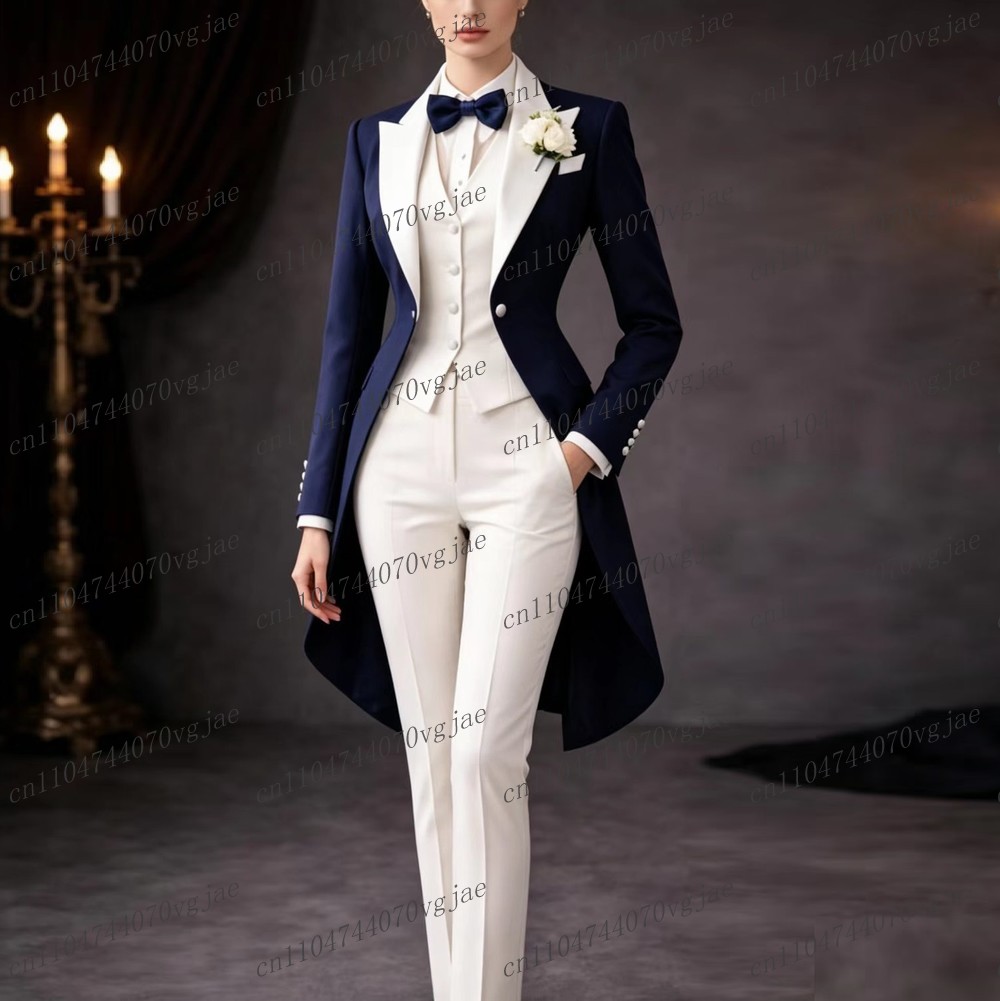 Women'S Formal Wear Suit - Conjunto de 3 peças azul marinho