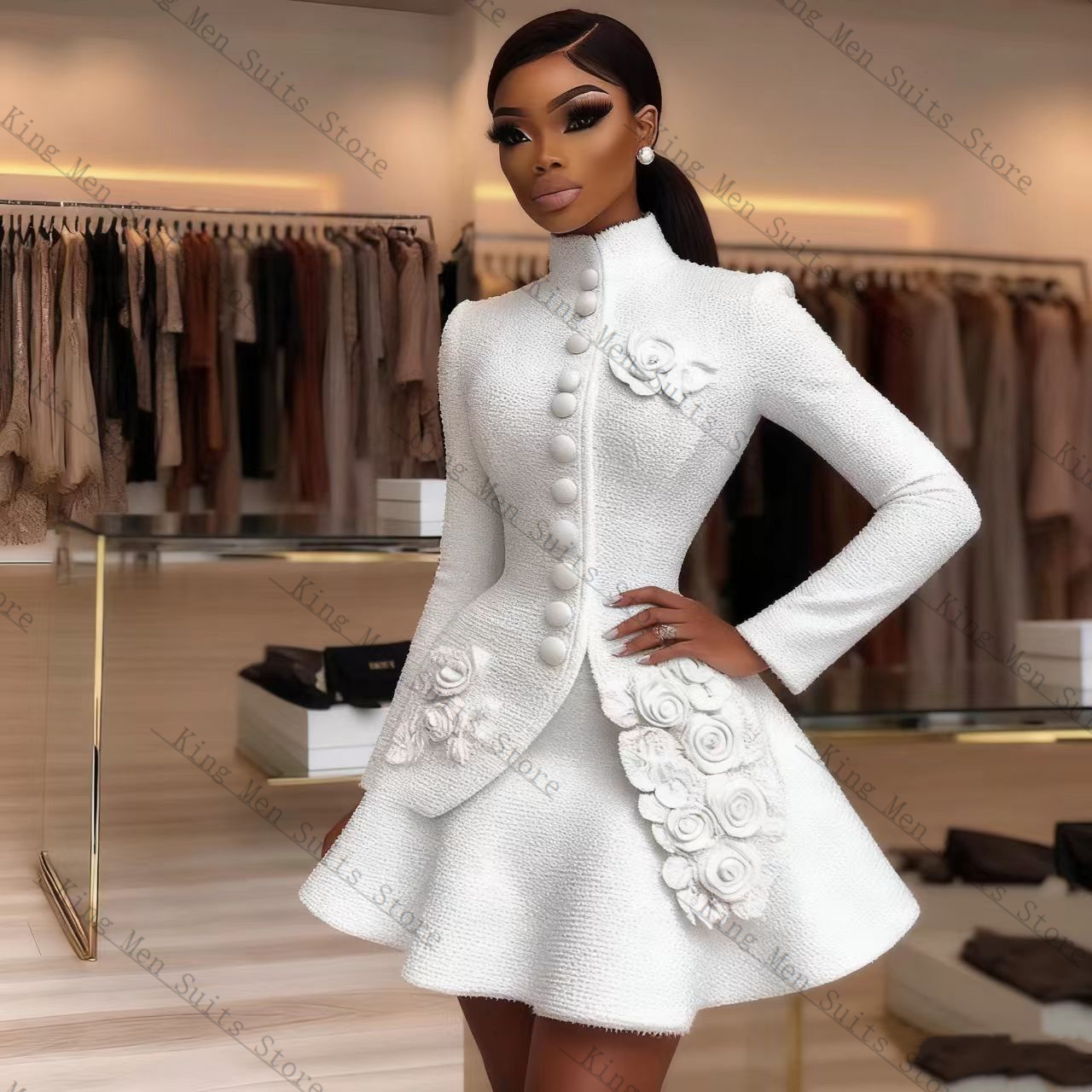 Women'S Formal Wear For A Wedding Guest - Luxo branco feminino terno conjunto 2