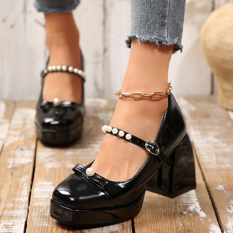 Pump Heel Block - Marca de luxo bloco salto mary