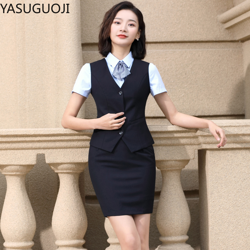 Women Formal Wear Interview - YASUGUOJI-Colete fino com decote em v