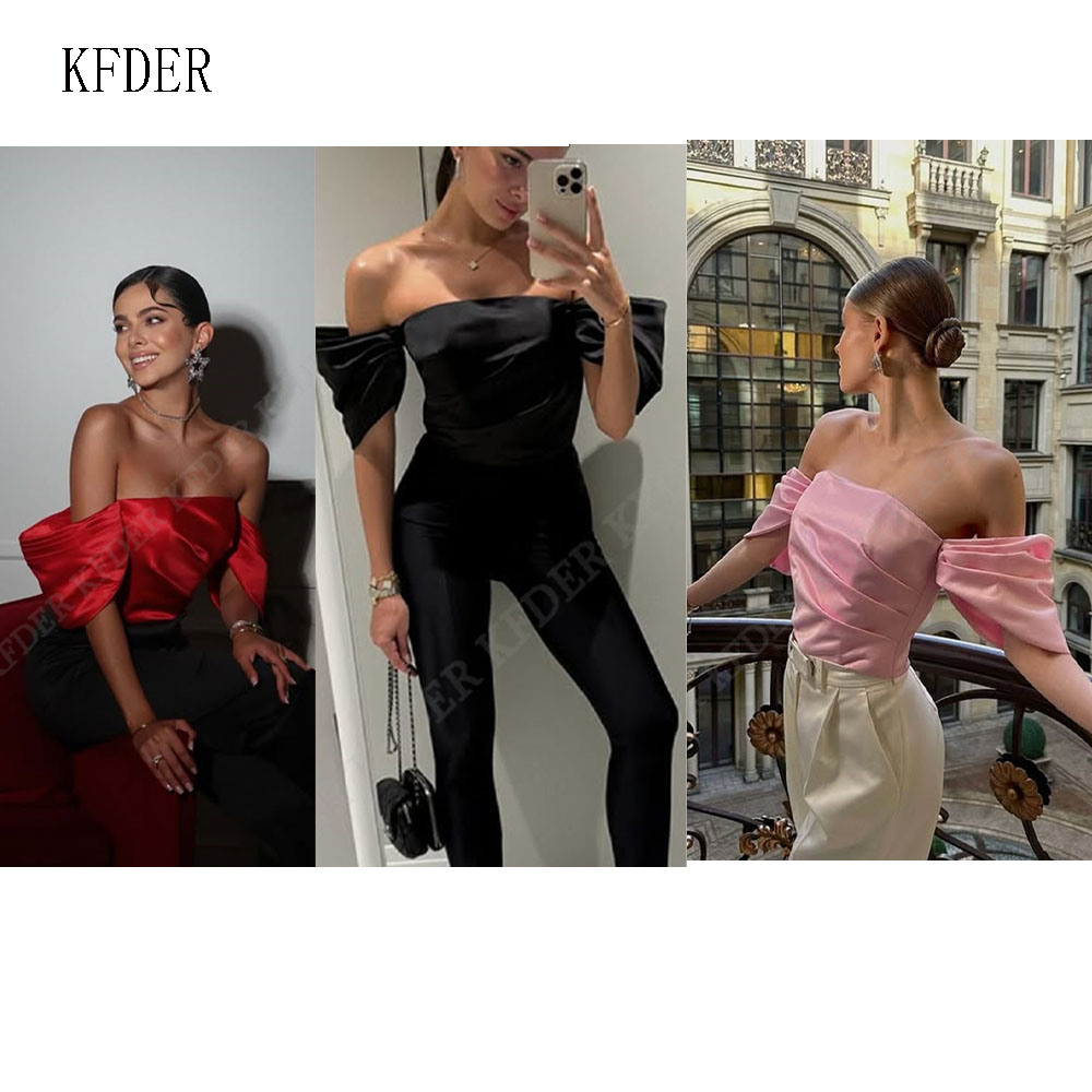 Blusa de Cetim Off Shoulder pa - Women Formal Blouses For Evening Wear avaliação e preço