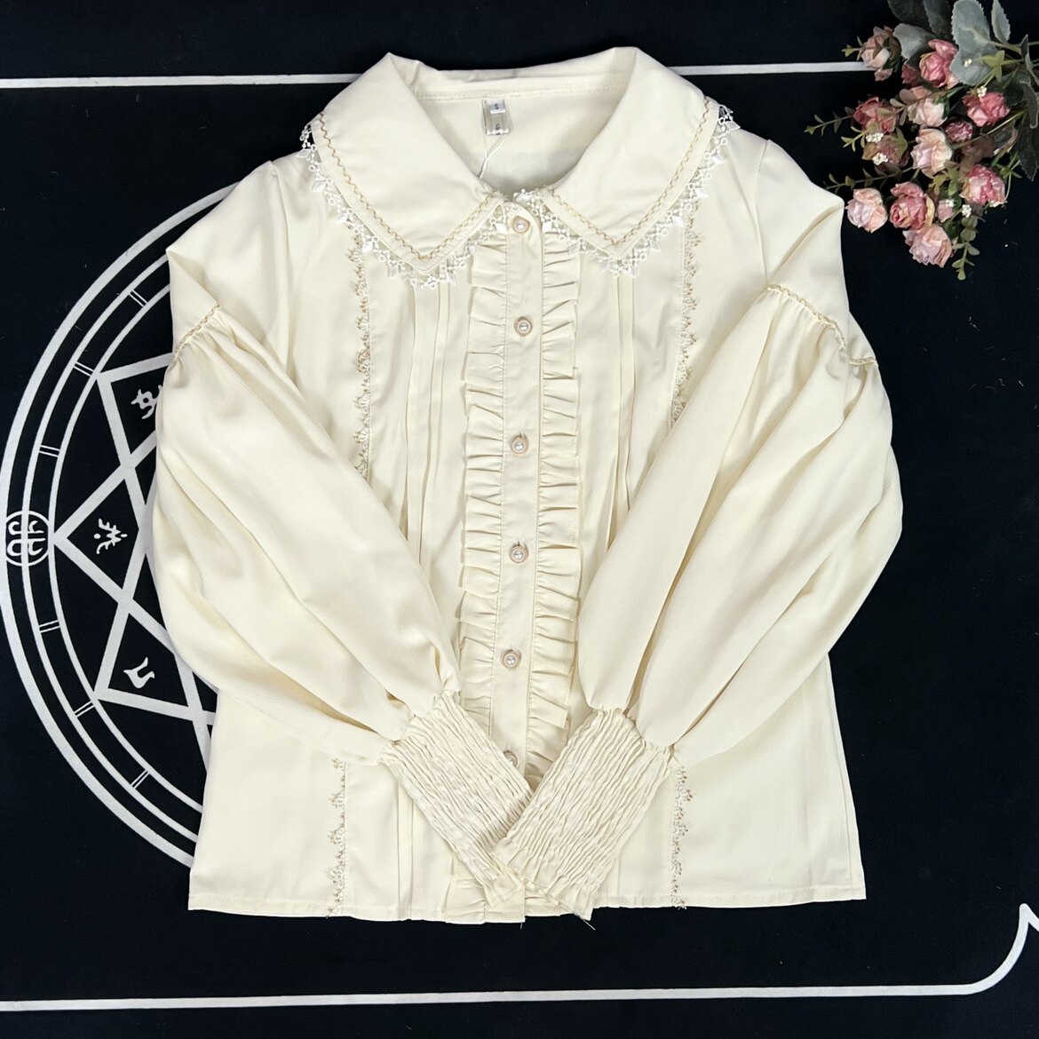 Camisa Lolita com Gola de Bone - Women Formal Blouses For Evening Wear avaliação e preço