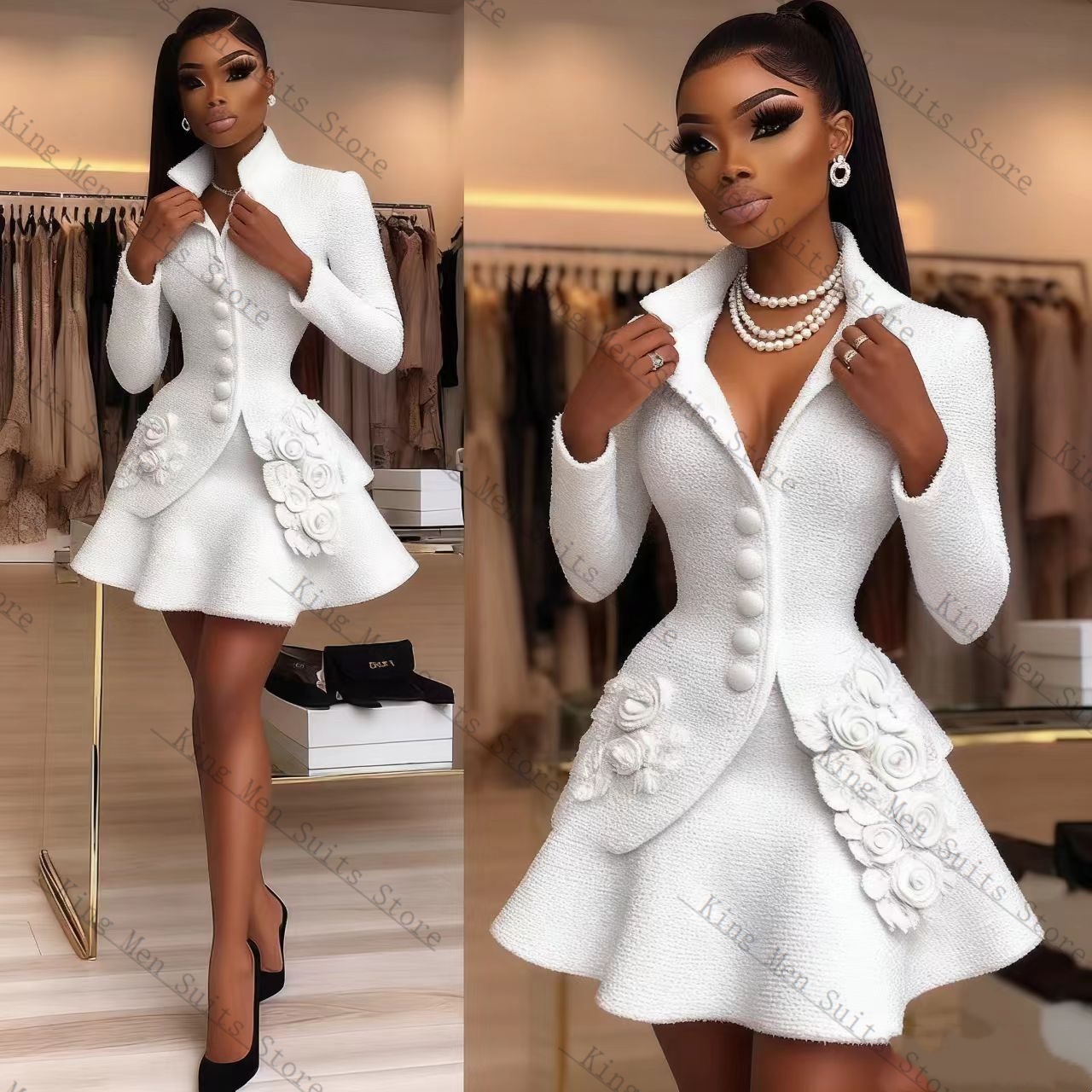 Luxo branco feminino terno con - Women'S Formal Wear For A Wedding Guest avaliação e preço