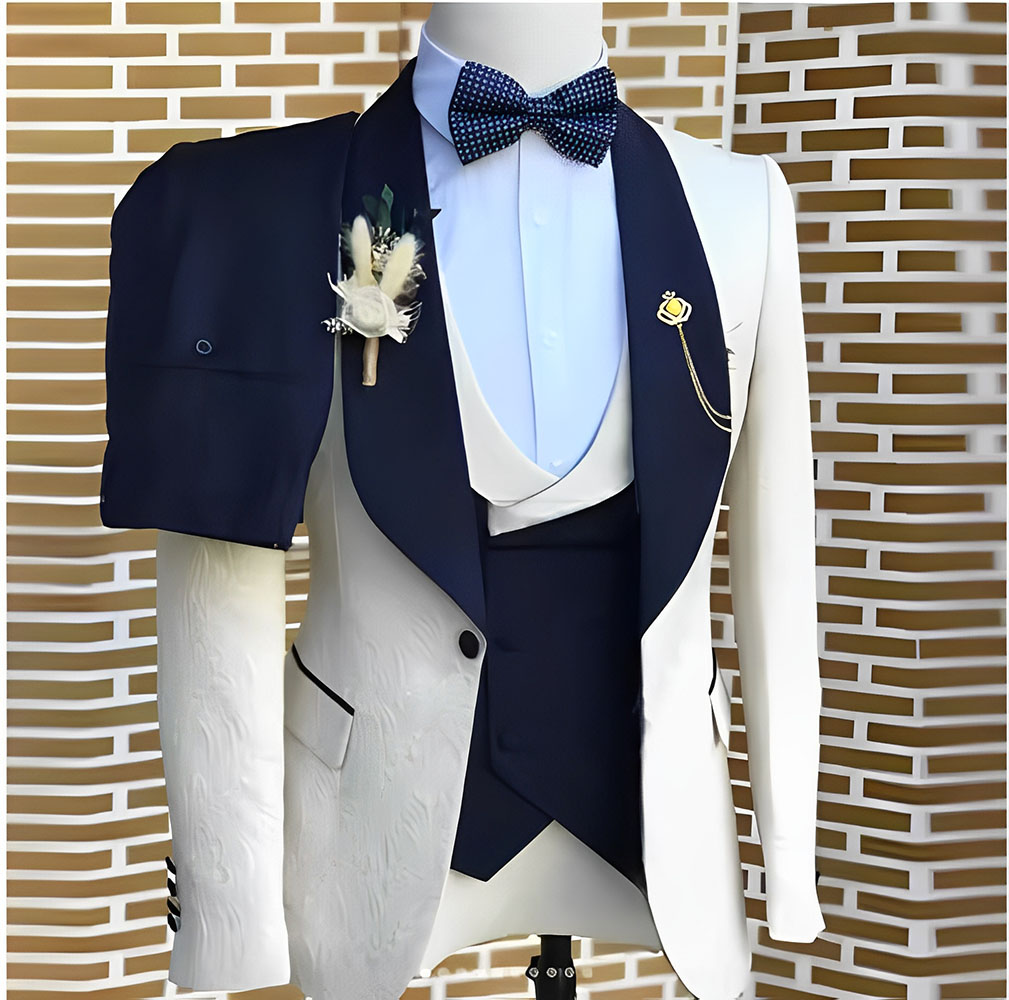 Elegante branco jacquard terno - Tailored Coat Wool avaliação e preço
