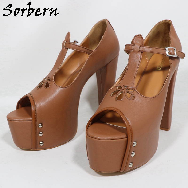 Sorbern marrom fosco feminino  - Pump Heel Block avaliação e preço