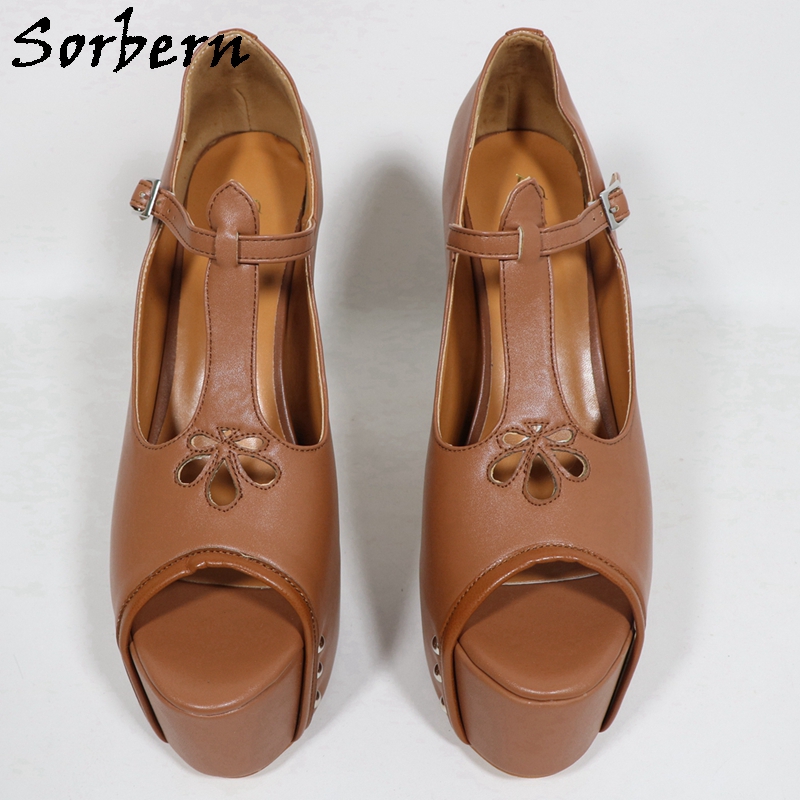 Sorbern marrom fosco feminino  - Pump Heel Block avaliação e preço
