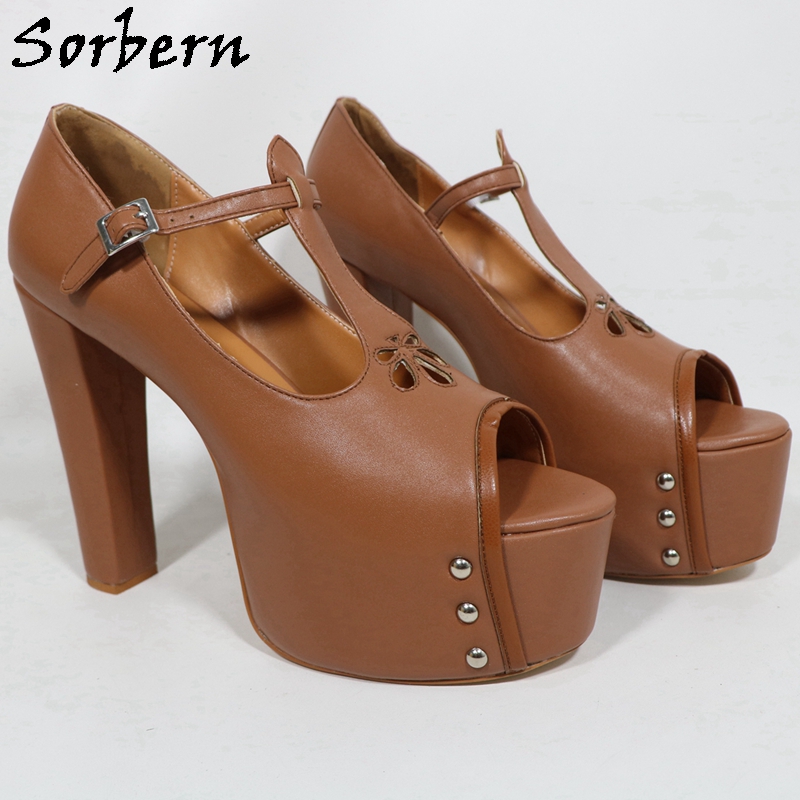 Sorbern marrom fosco feminino  - Pump Heel Block avaliação e preço