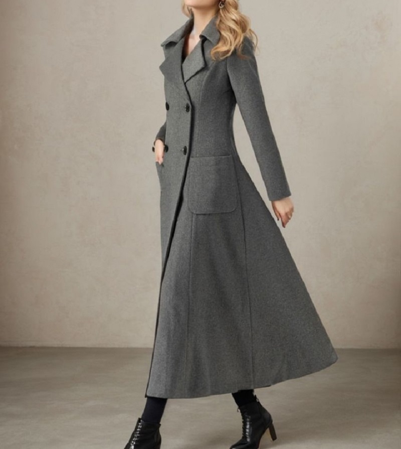Feminino cinza jaqueta longa l - Tailored Coat Wool avaliação e preço