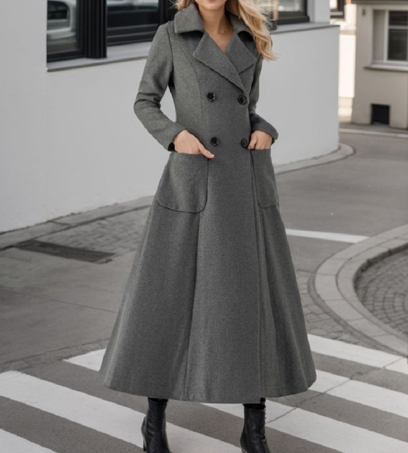 Feminino cinza jaqueta longa l - Tailored Coat Wool avaliação e preço
