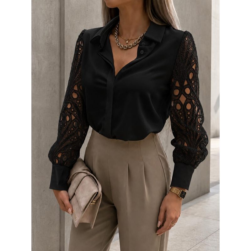 Blusa de Cetim Feminina com Bo - Women Formal Wear For Meeting avaliação e preço